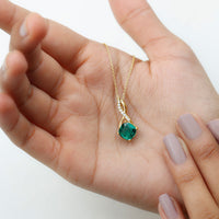 Certified Lab Created Emerald Infinity Necklace with Moissanite