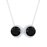 Round Cut Black Spinel Two Stone Infinity Necklace