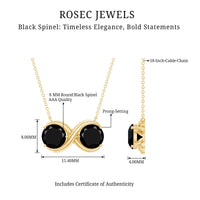 Round Cut Black Spinel Two Stone Infinity Necklace