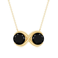 Round Cut Black Spinel Two Stone Infinity Necklace