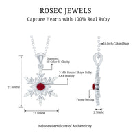 Natural Ruby and Diamond Snowflake Pendant Necklace