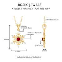 Natural Ruby and Diamond Snowflake Pendant Necklace