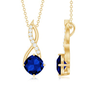 2.7 Carat Cushion Cut Lab Created Blue Sapphire Diamond Infinity Necklace