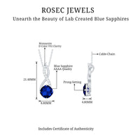 2.7 Carat Cushion Cut Lab Created Blue Sapphire Diamond Infinity Necklace