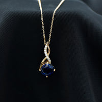2.7 Carat Cushion Cut Lab Created Blue Sapphire Diamond Infinity Necklace