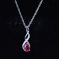 Lab Grown Ruby Teardrop Infinity Necklace with Chain