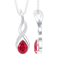 Lab Grown Ruby Teardrop Infinity Necklace with Chain