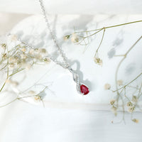 Lab Grown Ruby Teardrop Infinity Necklace with Chain