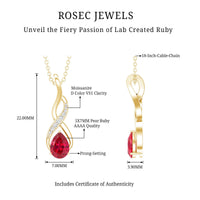 Lab Grown Ruby Teardrop Infinity Necklace with Chain