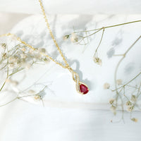 Lab Grown Ruby Teardrop Infinity Necklace with Chain