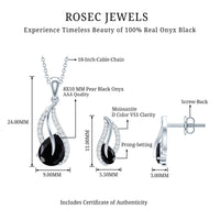 Real Black Onyx Earrings and Pendant Set with Moissanite