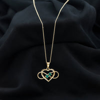 Heart infinity pendant necklace by Rosec Jewels featuring a real emerald gemstone on a delicate chain.