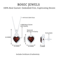 Real Garnet and Diamond Infinity Heart Jewelry Set