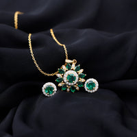 Certified Lab Created Emerald and Diamond Flower Jewelry Set
