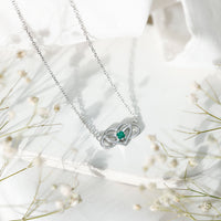 Emerald heart and infinity pendant necklace for women by Rosec Jewels, featuring a delicate chain and intricate design.