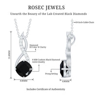 2.83 Carat Cushion Lab Grown Black Diamond Infinity Necklace