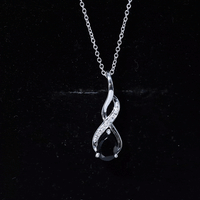 1 Carat Pear Shape Black Onyx Infinity Necklace with Diamonds