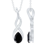 1 Carat Pear Shape Black Onyx Infinity Necklace with Diamonds