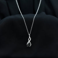 1 Carat Pear Shape Black Onyx Infinity Necklace with Diamonds