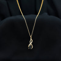 1 Carat Pear Shape Black Onyx Infinity Necklace with Diamonds