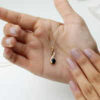1 Carat Pear Shape Black Onyx Infinity Necklace with Diamonds