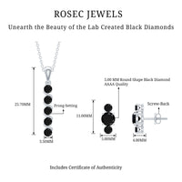 Lab Grown Black Diamond Bar Necklace and Earrings Set