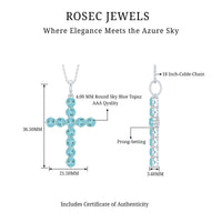 Womens Cross Necklace with Sky Blue Topaz