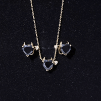 Heart Shape Lab Grown Black and White Diamond Devil Jewelry Set