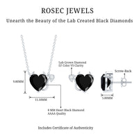 Heart Shape Lab Grown Black and White Diamond Devil Jewelry Set