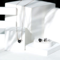Heart Shape Lab Grown Black and White Diamond Devil Jewelry Set