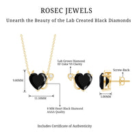 Heart Shape Lab Grown Black and White Diamond Devil Jewelry Set