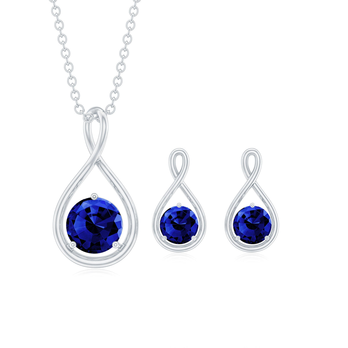 Lab Created Blue Sapphire Infinity Necklace and Earrings Set