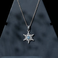 Aquamarine and Diamond Designer Snowflake Necklace With Chain
