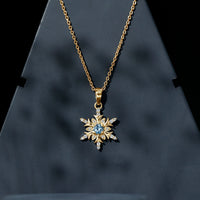 Aquamarine and Diamond Designer Snowflake Necklace With Chain