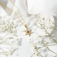 Lab created ruby snowflake pendant with diamond accents from Rosec Jewels, featuring intricate snowflake design in a pendant style.