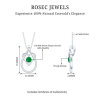 Round Shape 0.4 Carat Emerald Teardrop Heart Necklace
