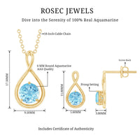 Natural Aquamarine Infinity Jewelry Set for Women