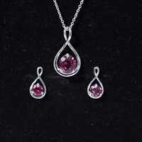 Genuine Pink Tourmaline Infinity Necklace and Earrings Set