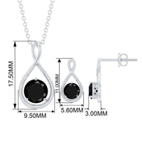 Lab Created Black Diamond Infinity Pendant and Earrings Set