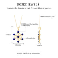 Lab Created Blue Sapphire Snowflake Pendant Necklace With Chain