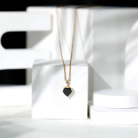 Lab Created Black Diamond Heart Shape Necklace With Chain