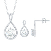 1.6 Carat Certified Moissanite Solitaire Infinity Jewelry Set