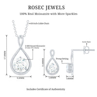 1.6 Carat Certified Moissanite Solitaire Infinity Jewelry Set