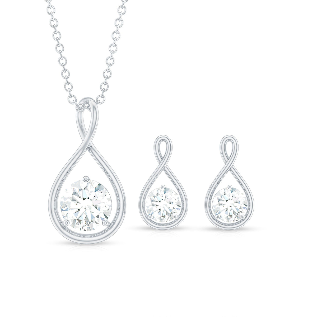 1.6 Carat Certified Moissanite Solitaire Infinity Jewelry Set