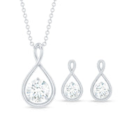 1.6 Carat Certified Moissanite Solitaire Infinity Jewelry Set