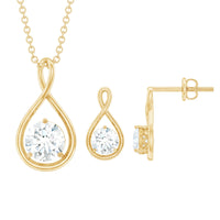 1.6 Carat Certified Moissanite Solitaire Infinity Jewelry Set