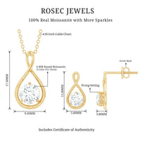 1.6 Carat Certified Moissanite Solitaire Infinity Jewelry Set