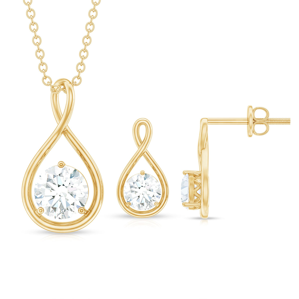 1.6 Carat Certified Moissanite Solitaire Infinity Jewelry Set