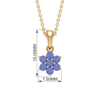 Natural Tanzanite flower cluster pendant necklace featuring a vibrant blue gemstone set in a delicate pendant.