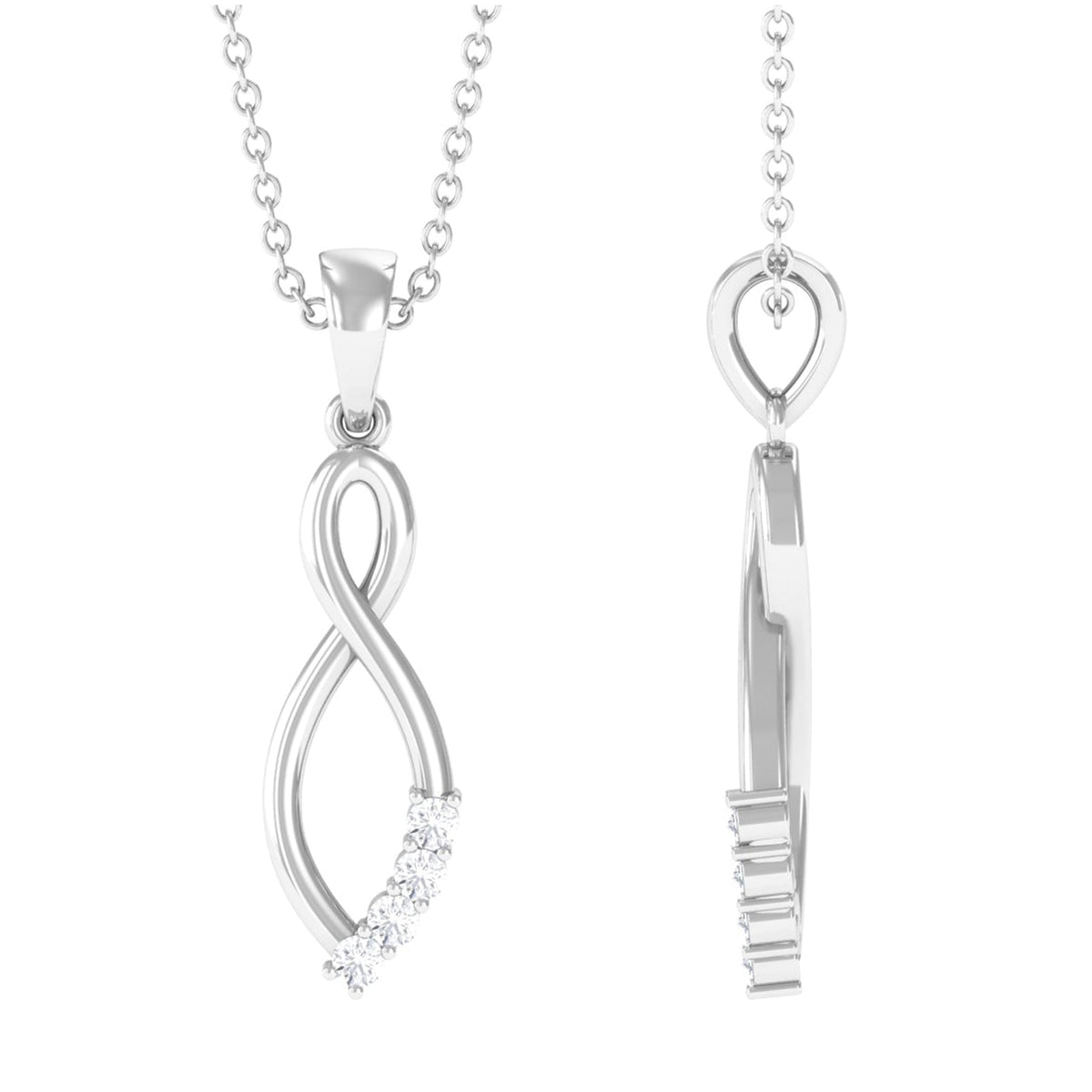 Natural Diamond Infinity Pendant Necklace for Women